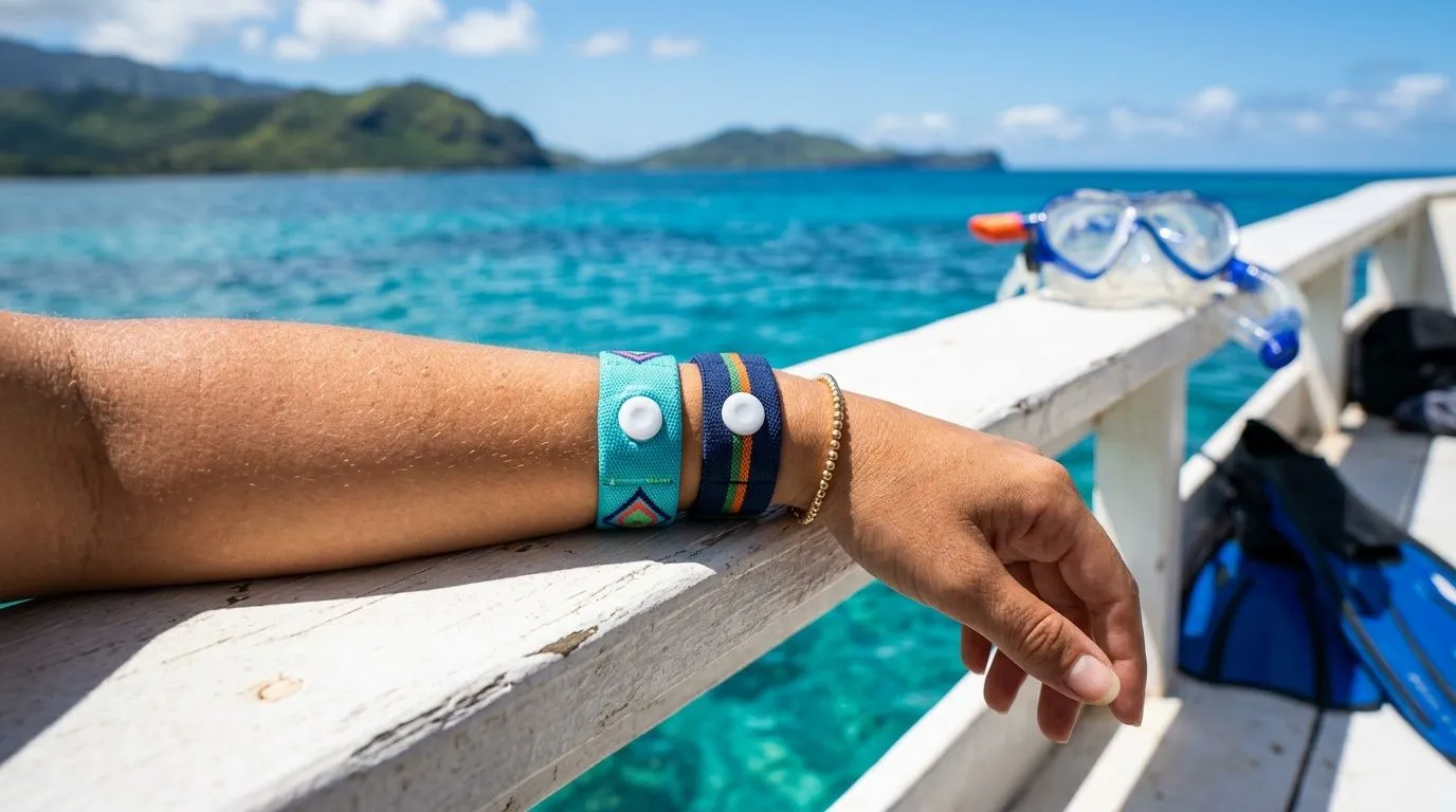Acupressure wristband used for motion sickness