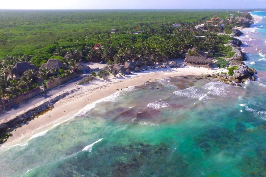 Beach at Tulum in front of the resort