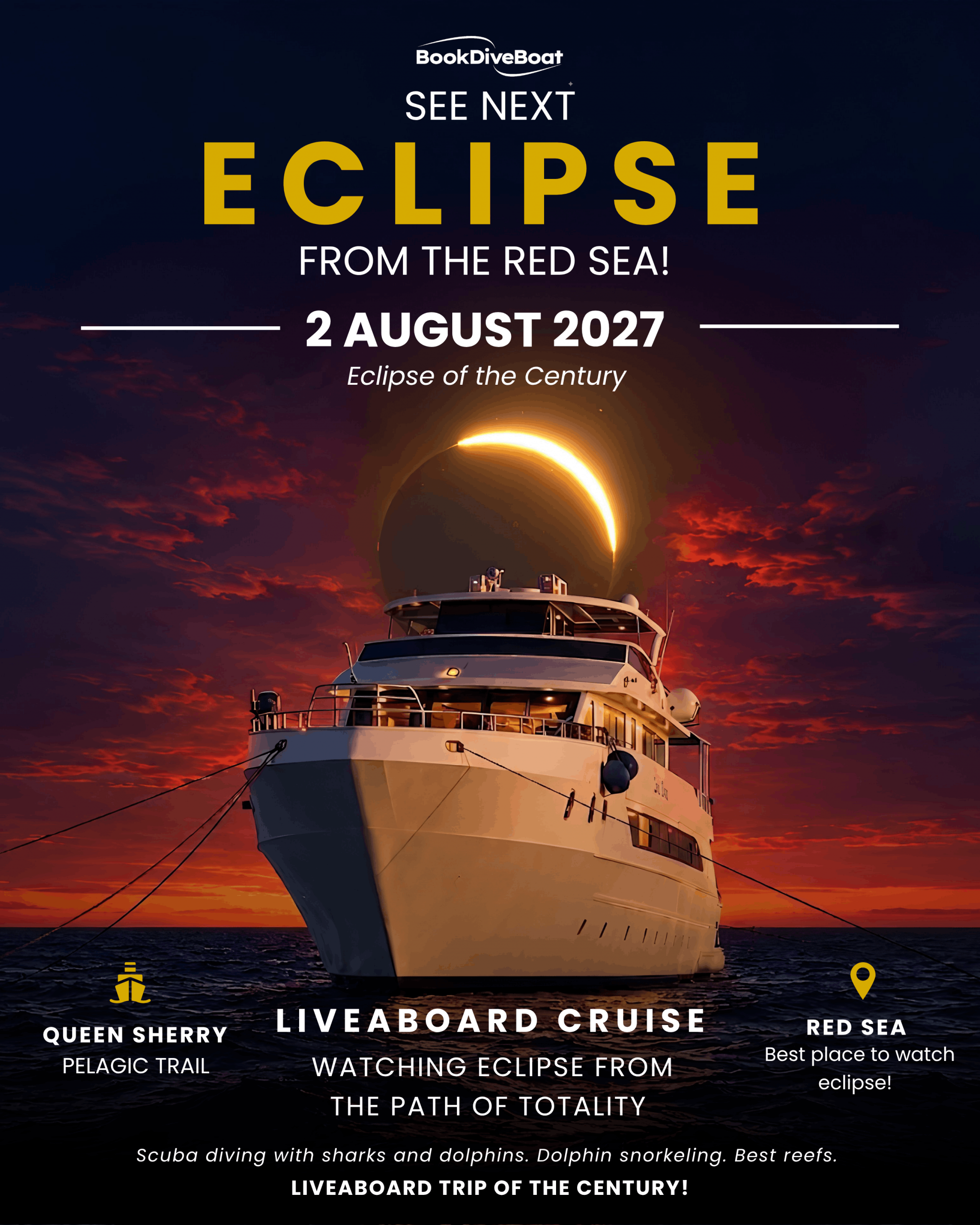 Total solar eclipse seen from the Red Sea coast of Egypt