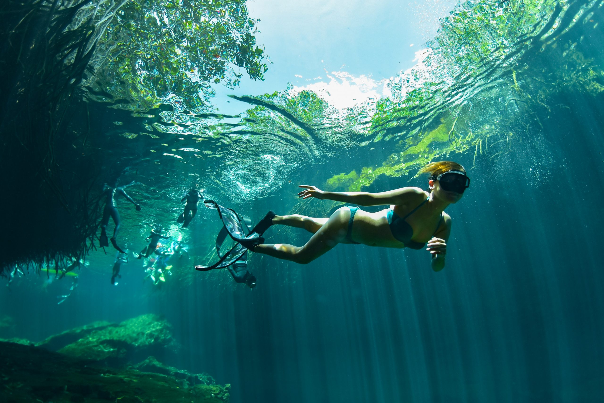 Snorkeling in a Tulum cenote