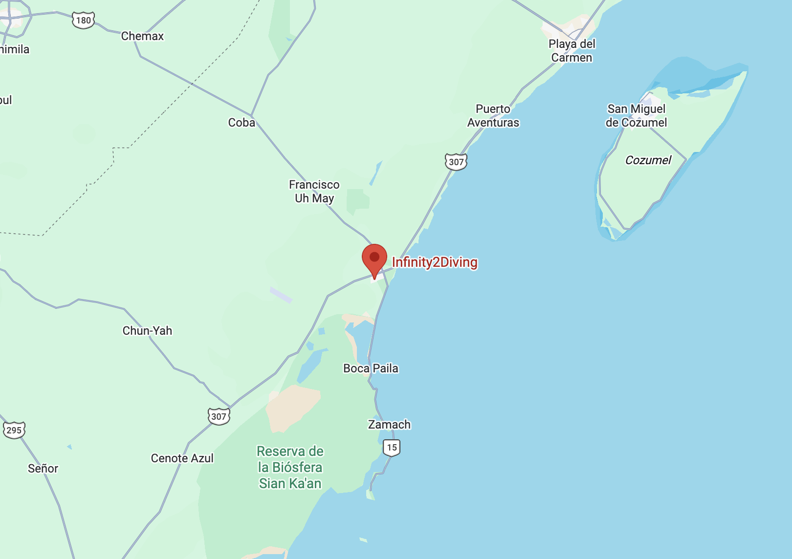 Map of Infinity2Diving location in La Veleta, Tulum