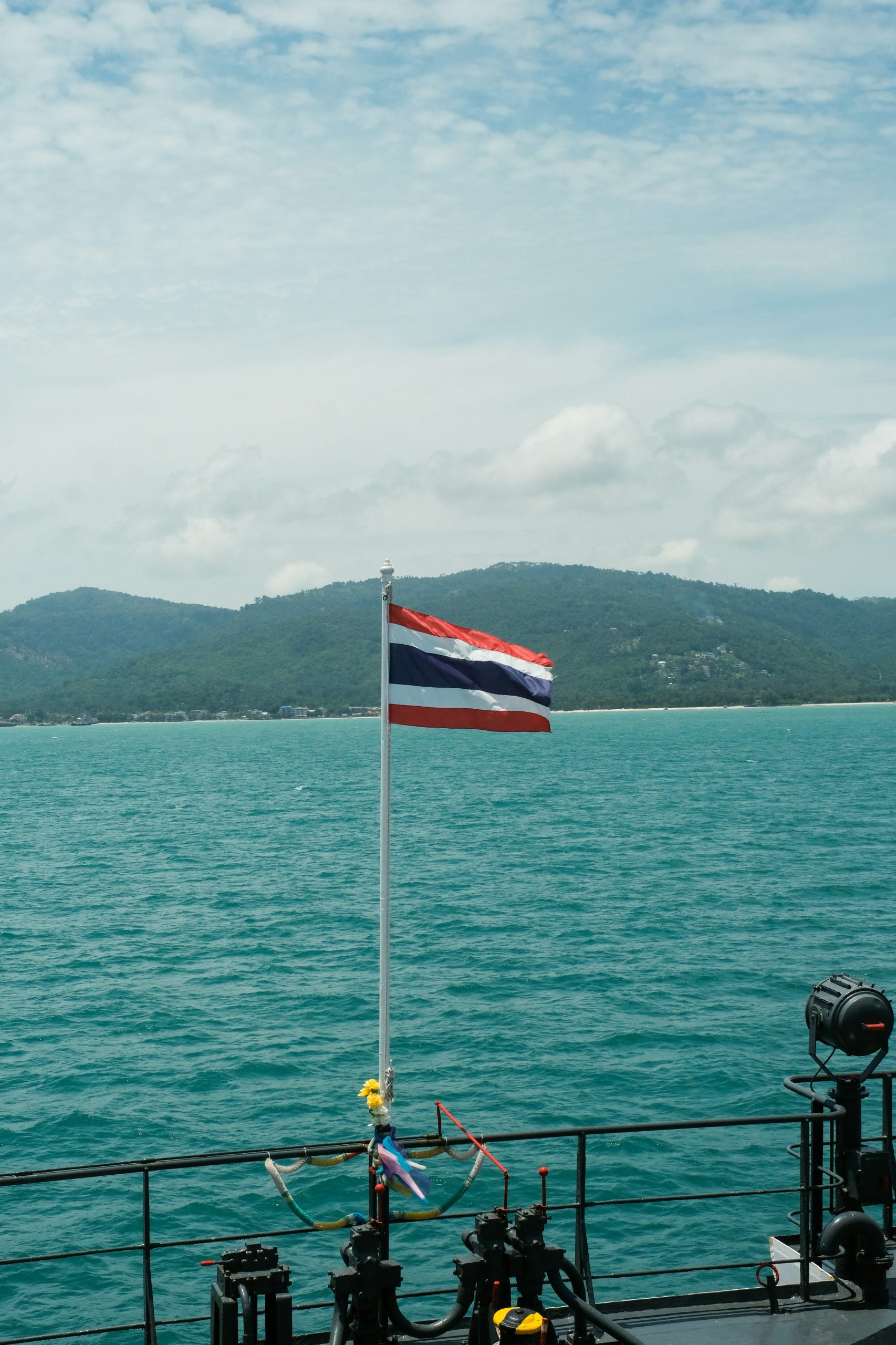 Thai flag on a liveaboard in the Andaman Sea