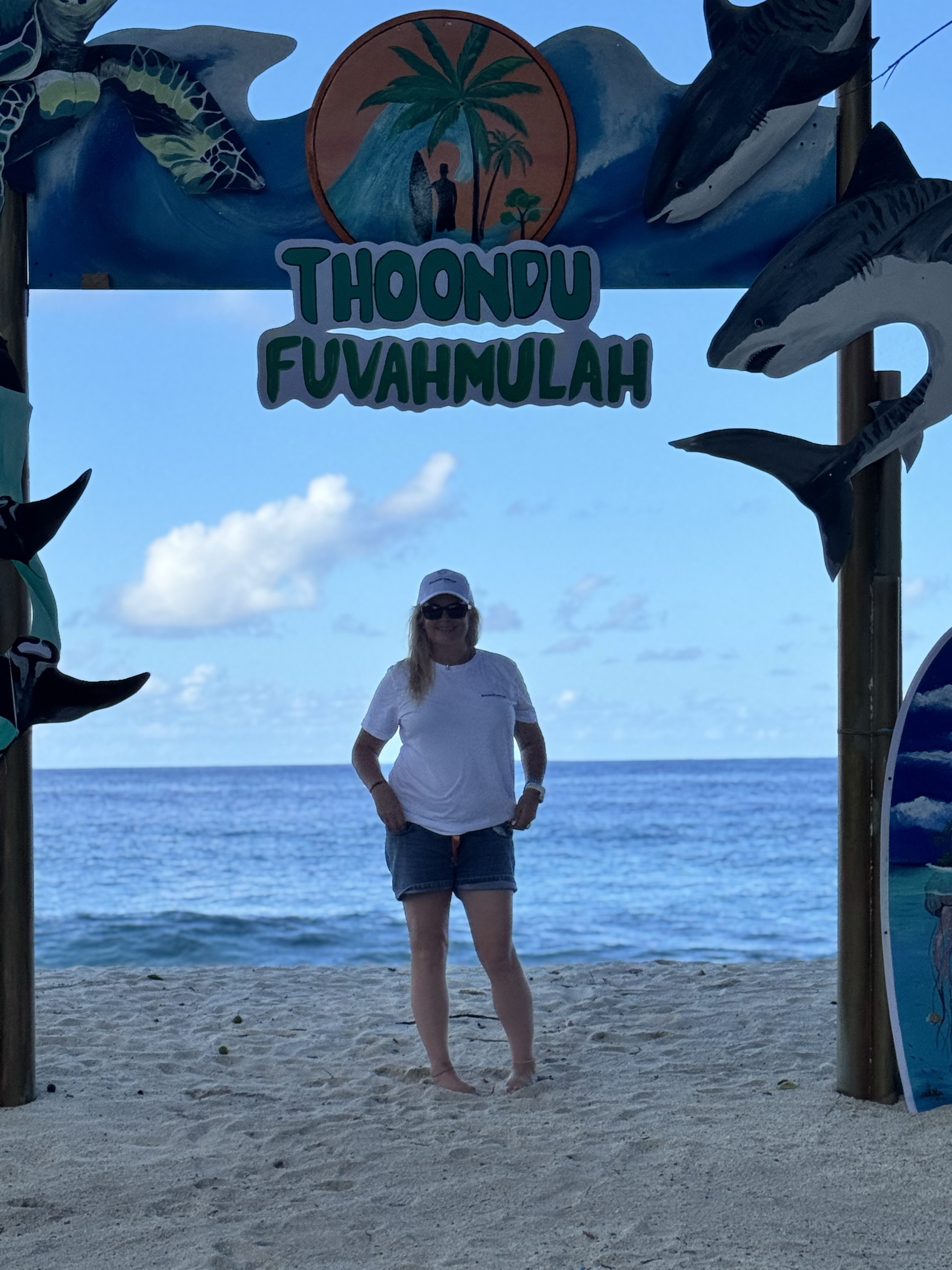 Thoondu Beach sign in Fuvahmulah, Maldives